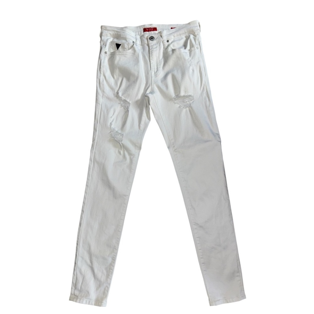 (M) Guess White Ripped Jean Sz 31